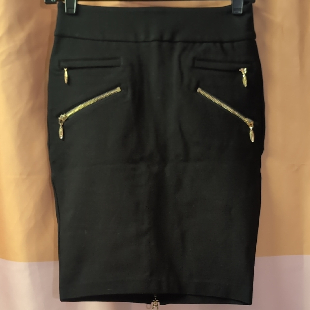 Juicy Couture Elegant Black Skirt with Gold Accents